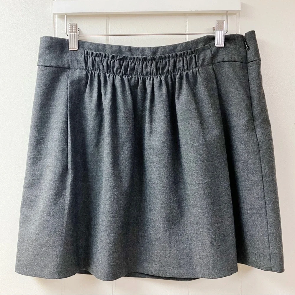 J Crew Wool Blend Pleated Mini Skirt Gray SZ 10 Academia Preppy Schoolgirl
